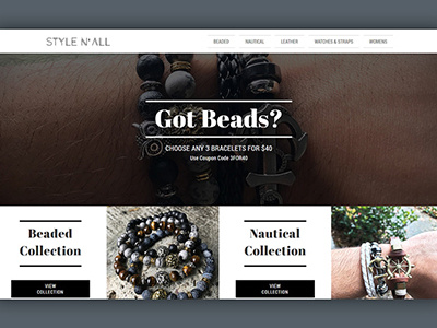 Style N' All Men's Bracelets Website Design accessories bracelets ecommerce fashion mens minimal photography web design webdesign wrist