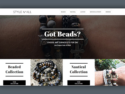 Style N' All Men's Bracelets Website Design