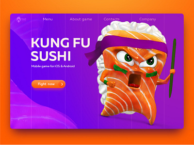 Kung Fu Shushi 3d 3d art 3d icon character color content design desktop game app icon illustration logo sushi typography ui ux