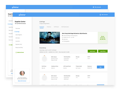 Supplier Center dashboard events product support ui ux