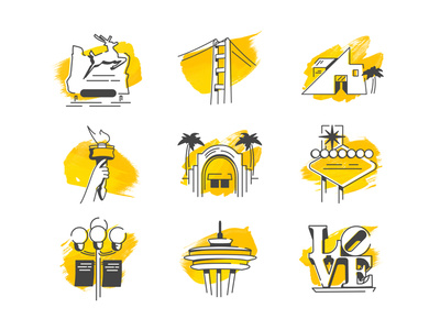 Goldstar Location Icons cities icons illustraion locations