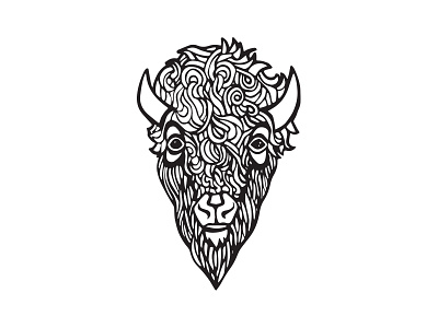 Bison Head bison black and white buffalo cellars illustration oklahoma wine