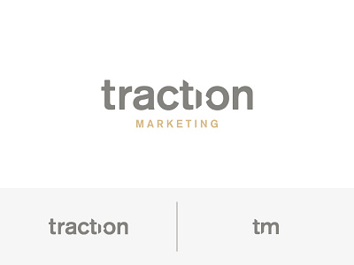 Traction Marketing Responsive Logo arrow branding forward gray lettermark logo logotype movement responsive branding responsive logo traction yellow