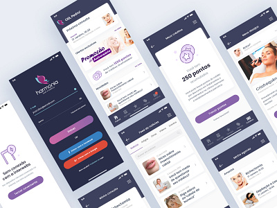 Beauty Clinic App UI aesthetic application beauty beauty clinic digital product digital product design esthetic harmonia interface mobile ui uiux user experience user inferface user interface design