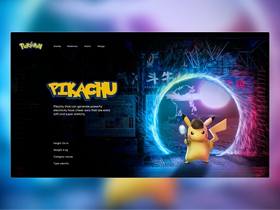 Pikachu concept site 1st page concept design landing landing page matte painting photophop pikachu shot site visual