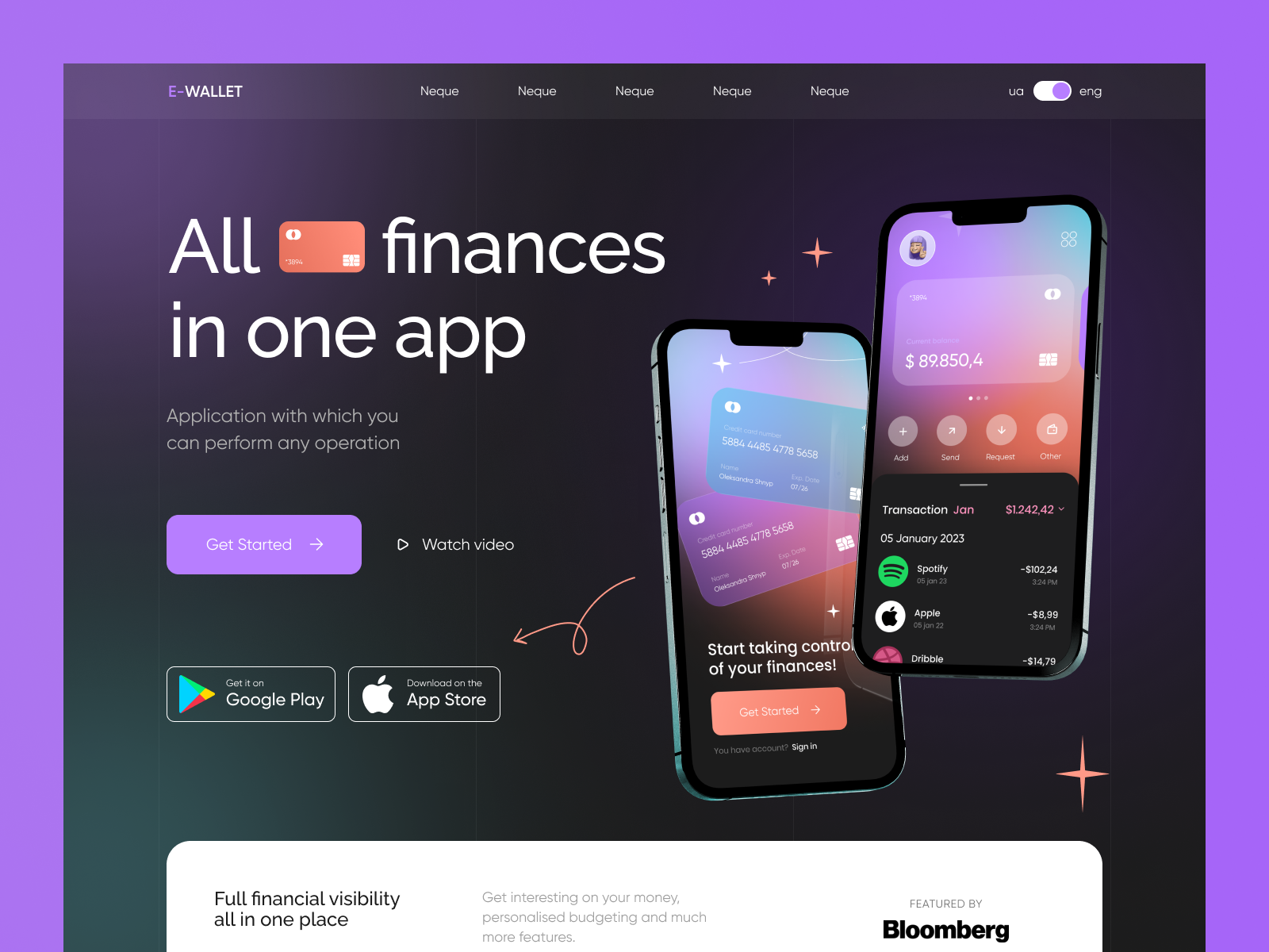 landing page for online banking by Sashka Shnyp on Dribbble