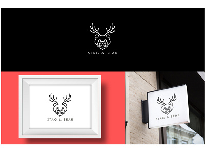 Stag and Bear design flat graphic design icon illustration illustrator logo minimal vector web