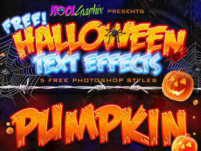 FREE Halloween Text Effects - Photoshop Styles design effects free graphic halloween layer photoshop psd pumpkin styles text