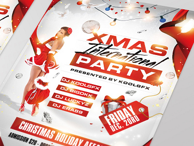 Xmas Club Party Flyer Template christmas clause club december flyer gift holidays party poster santa template xmas