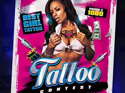 Best Contest Tattoo Flyer Template adobe best contest design flyer graphic ink paint photoshop poster tattoo template