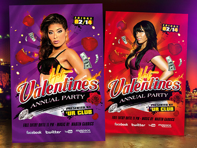 Hot Valentines Party Flyer Template (.PSD) hot valentines day party flyer poster template adobe photoshop graphic design print