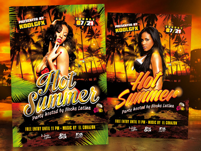 Hot Summer Party Flyer Template download event flyer free graphic design hot party photoshop poster psd summer template