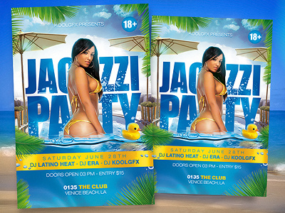 Jacuzzi Party Flyer Template club flyer foam free jacuzzi party photoshop poster psd spring summer template
