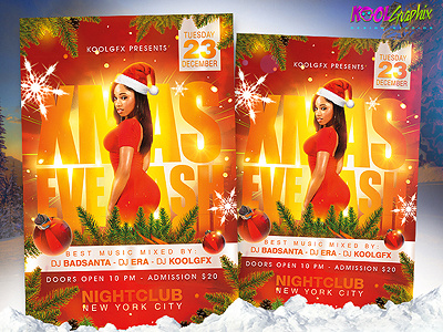 Xmas Eve Bash Party Flyer Template xmas eve bash party flyer template poster psd graphic design christmas photoshop