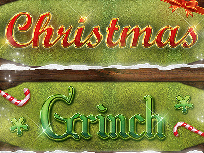 Christmas Photoshop Styles - Text Effects 3d add ons adobe christmas effect effects fx grinch holiday layer photoshop ps resources styles text xmas