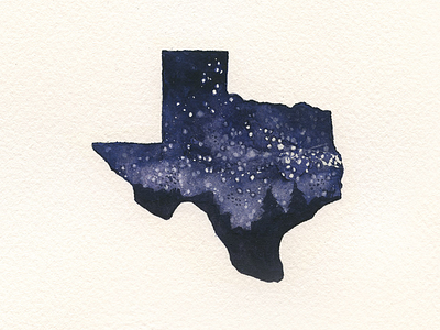 Texas Starry Night illustration night starry texas watercolor