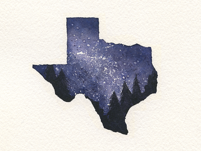 Starry Night - Texas celestial illustration starry night texas watercolor