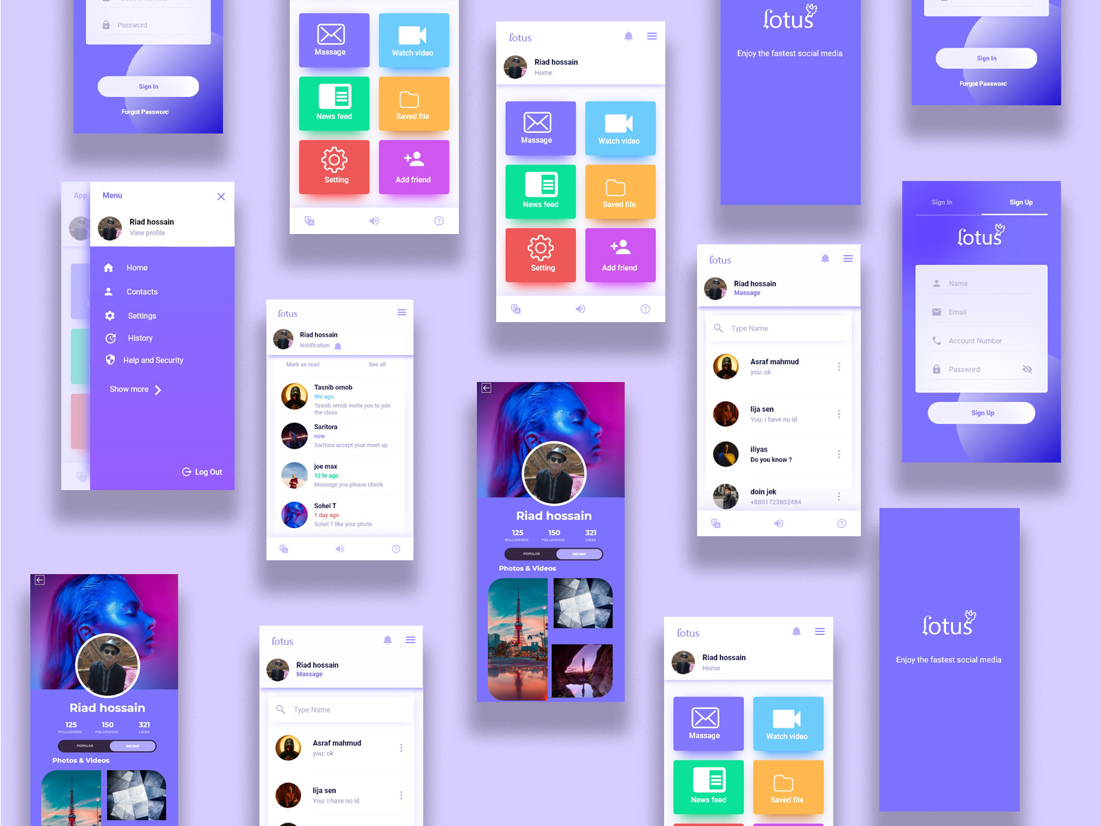 Social media app design by riad on Dribbble