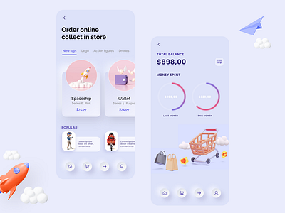 Shopping App UI 3d appdesign design mobile app ui ui design ui trend uiux ux