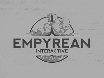 Empyrean Interactive Logomark clouds game greyscale logo rocket video vintage