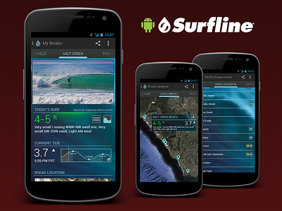 Surfline Concept for Android android app concept mobile report surf surfline wave