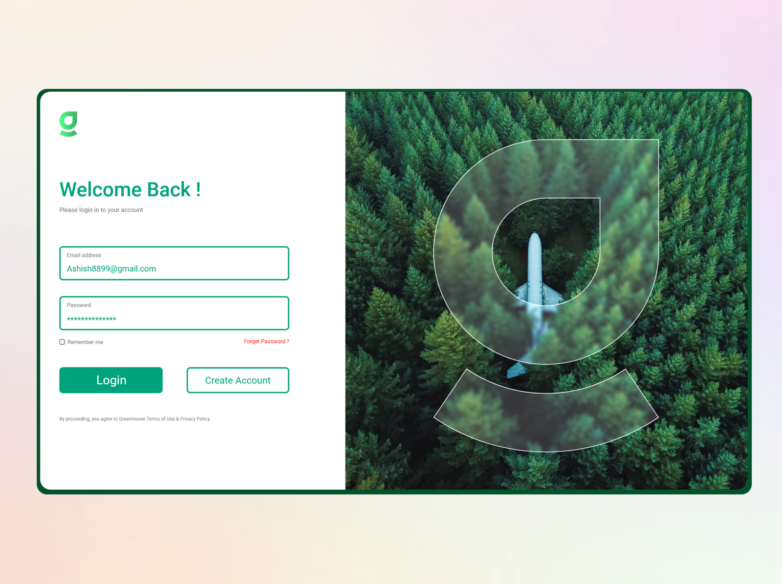 GreenHouse Login Page by Ashish Saini on Dribbble