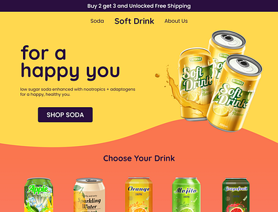 Soft Drink Landing Page animation branding graphic design logo motion graphics ui
