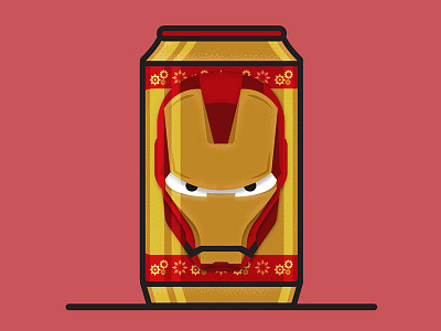 Iron Can-Front beer character design illustration ironman marvel series vector