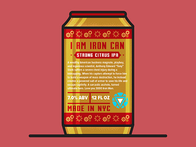 Iron Can-Back beer can character design hero illustration ironman marvel series vector