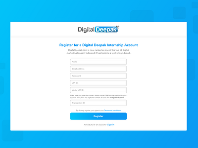 Registration form concept clean gradient