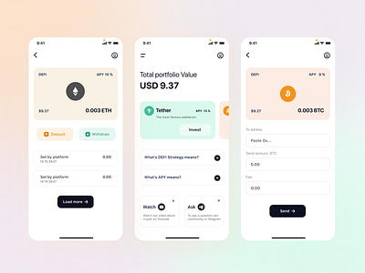 Crypto investment app | Mobile app UX UI design app bitcoin blockchain crypto crypto app cryptocurrency design mobile mobile app mobile app design mobile design token ui wallet