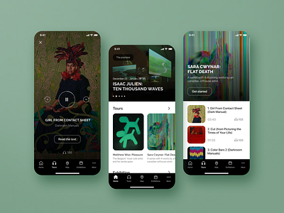Museum of Modern Art app design app audioguide exhibition gallery green guide ios mobile mobile app design mobile design modern art museum neon ui