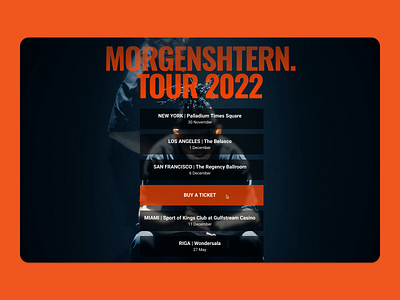 First Screen of the Artist Tour Landing desugn firs screen morgenshtern tour typography ui usa ux web design