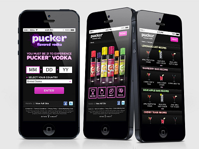 Pucker Vodka Mobile Site