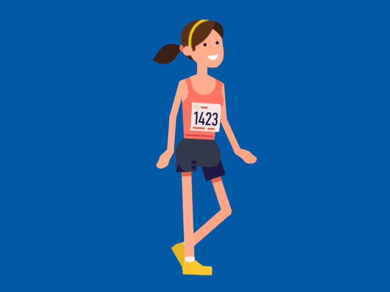 Marathon Walker animation character cycle girl marathon runner walk