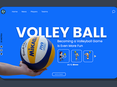 Volley Ball design illustration landingpage logo typography ui ui design uiux ux web website