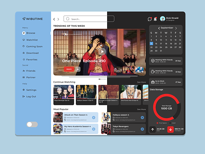 Watch Anime - Dashboard Design