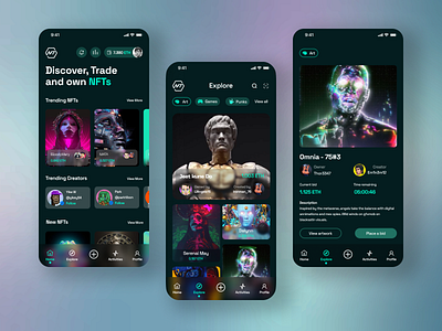 NFT Marketplace Mobile App app design illustration nft ui