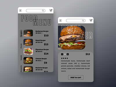 Daily UI Challenge#043 : Food/Drink Menu dailyui dailyui043 dailyui43 dailyuichallenge design food food app foodmenu menu menu design