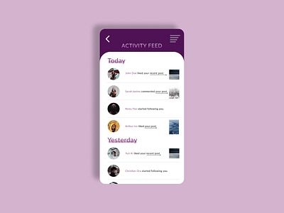 Daily UI Challenge#047 : Activity Feed activity activity feed activity feeds dailyui dailyui047 dailyui47 dailyuichallenge dailyuichallenge047 dailyuichallenge047 design ui