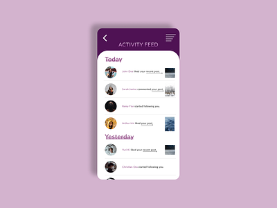 Daily UI Challenge#047 : Activity Feed