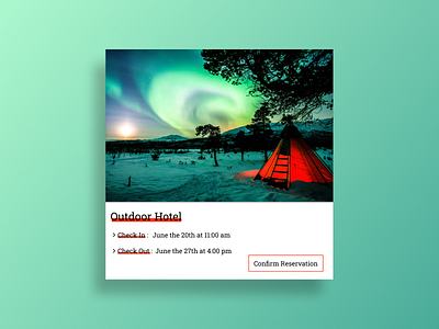 Daily UI Challenge#054 : Confirm confirm reservation dailyui dailyui054 dailyui54 dailyuichallenge dailyuichallenge054 design hotel outdoor reservation reservations reserve