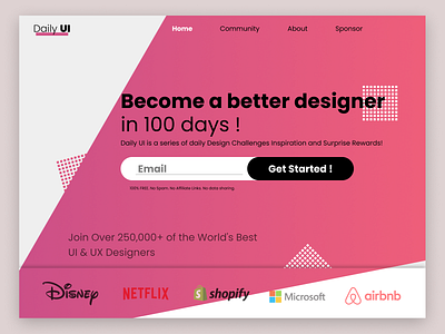 Daily UI Challenge#100: Redesign Daily UI Landing Page daily 100 challenge daily ui 100 daily ui challenge dailyui dailyui 100 dailyui redesign dailyuichallenge redesign webdesign