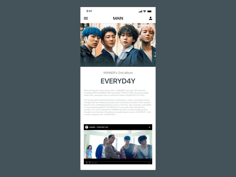 WINNER app interaction prototype