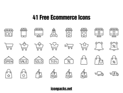 41 Free Ecommerce Online Store Icons e commerce ecommerce free resources freebies icon pack icon set icons illustration online shopping png icons svg icons ui vector