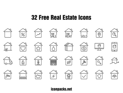 32 Free Real Estate Icons free resources freebies icon pack icon set icons illustration png icons real estate svg icons vector