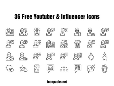 36 Free Youtuber And Influencer Icons free resources freebies icon pack icon set icons illustration png icons svg icons vector youtuber