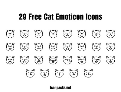 29 Free Cat Emoticon Icons animals cats free icons free resources freebies icon pack icon set icons pets petshop png icons svg icons