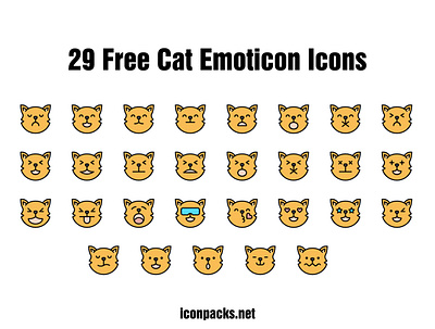 29 Free Cat Emoticon Icons animals cats free resources freebies icon pack icon set icons pets petshop png icons svg icons