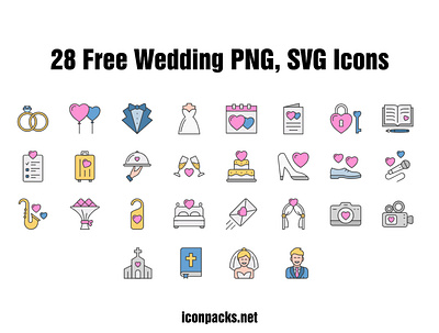 28 Free Wedding PNG, SVG icons design free icon free icons free resources freebies icon pack icon set icons png icons svg icons vector wedding wedding icons